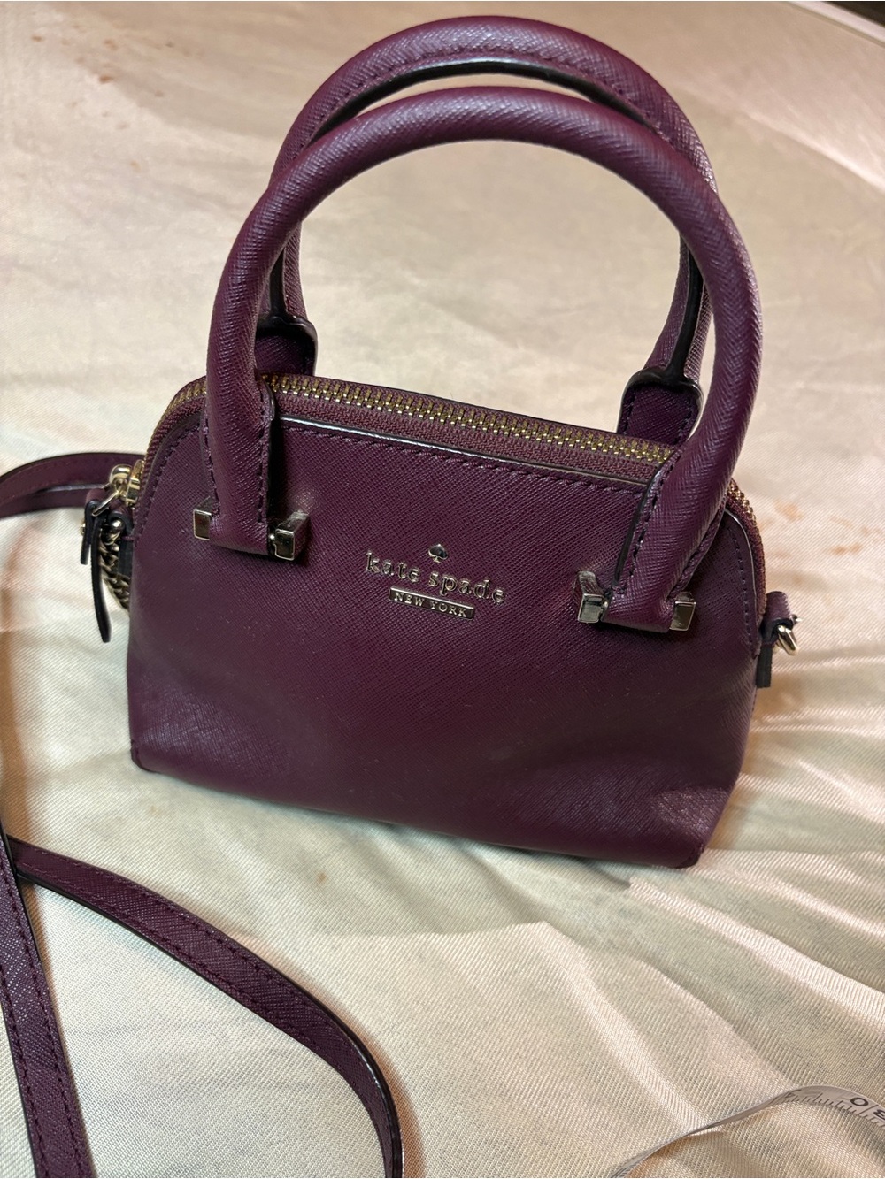 kate spade Mini Saffiano Dome Satchel in Plum
